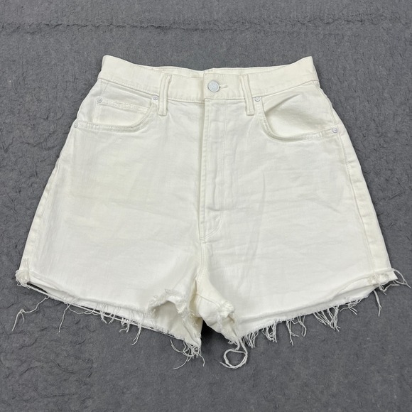 Mother Superior Shorts Size 26 White High waisted tunnel Vision Cuff Fray Short - Picture 1 of 16
